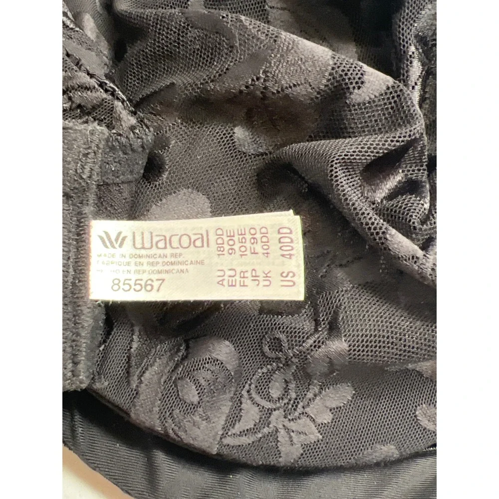 Wacoal Awareness Underwire Bra 85567 Black Floral Lace Full Figure 40DD